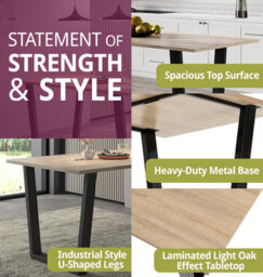 Hallowood Furniture Dudley 180Cm Dining Table Set With 6 Grey Faux Leather High Back Chairs - thumbnail 4