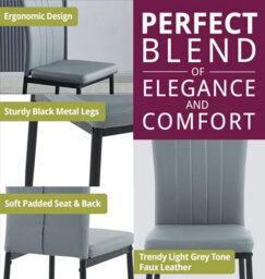 Hallowood Furniture Dudley 180Cm Dining Table Set With 6 Grey Faux Leather High Back Chairs - thumbnail 5