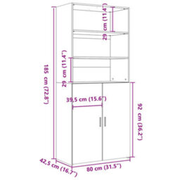 Berkfield Highboard White 80X42.5X185 Cm Engineered Wood - thumbnail 9
