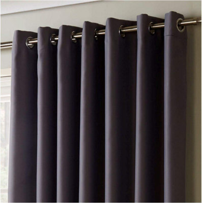 "Alan Symonds 100% Blackout Ring Top Curtains 46"" X 72"" Silver"