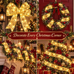 Shopnbits 12M 120 Led Christmas Ribbon Fairy Lights Gold, Battery Powered, Ipx4, Warm White - thumbnail 5