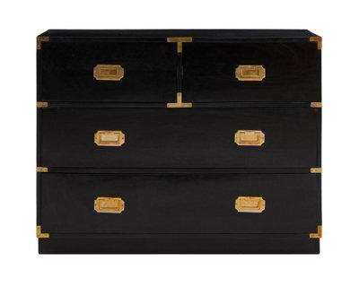 Buttercup Farm Sarter Four Drawer Chest - Mango Wood - L43 X W98 X H77 Cm - Black/gold - image 1
