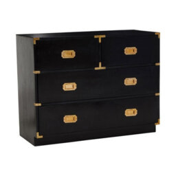 Buttercup Farm Sarter Four Drawer Chest - Mango Wood - L43 X W98 X H77 Cm - Black/gold - thumbnail 3