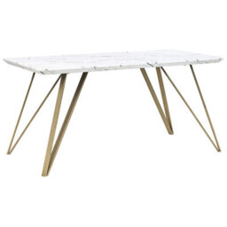 Beliani Dining Table Molden Marble/ Gold 150 Cm 80 Cm - thumbnail 1