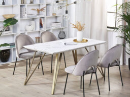 Beliani Dining Table Molden Marble/ Gold 150 Cm 80 Cm - thumbnail 2