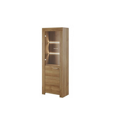 Arte Elegant Sky Tall Display Cabinet H1970mm W700mm D370mm In Riviera Oak - Sophisticated Storage Solution - image 1