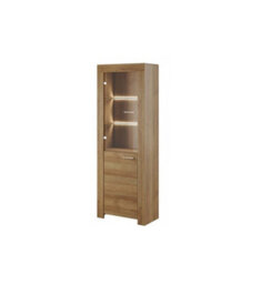 Arte Elegant Sky Tall Display Cabinet H1970mm W700mm D370mm In Riviera Oak - Sophisticated Storage Solution