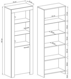Arte Elegant Sky Tall Display Cabinet H1970mm W700mm D370mm In Riviera Oak - Sophisticated Storage Solution - thumbnail 3