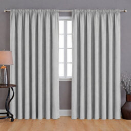 Bedlooms Light Grey Blackout Curtain Thermal Insulated Pencil Pleat Large Window Curtain (Pair) 90 X 90 Inches With Tie Backs