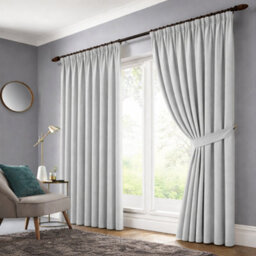 Bedlooms Light Grey Blackout Curtain Thermal Insulated Pencil Pleat Large Window Curtain (Pair) 90 X 90 Inches With Tie Backs - thumbnail 2