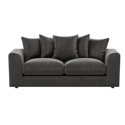 Furnishings For Less UK Brooklyn Plush Velvet Fibre Fabric 3 Seater Sofa Grey - image 1