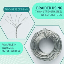 Sisi UK Picture Hanging Wire Photo Frame Hanging Heavy Duty Stainless Steel Mirror Wire For Hanging Picture Frames Mirrors Art Works 3Mtr - thumbnail 2