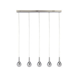 Lighting Collection Champoton Chrome, Crystal Sand And Acrylic 5Lt Bar Pendant - thumbnail 2