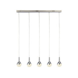 Lighting Collection Champoton Chrome, Crystal Sand And Acrylic 5Lt Bar Pendant