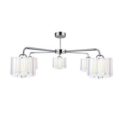 Luminosa Lighting Luminosa Deco Multi Arm Semi Flush Ceiling Light Silver, 60Cm, 5X E27