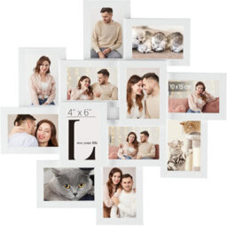 LEDREM Wall-Mounted Photo Frame Collage For 12 Pictures, Glass And Mdf Frames, Family Photo Display Set, Black - thumbnail 1