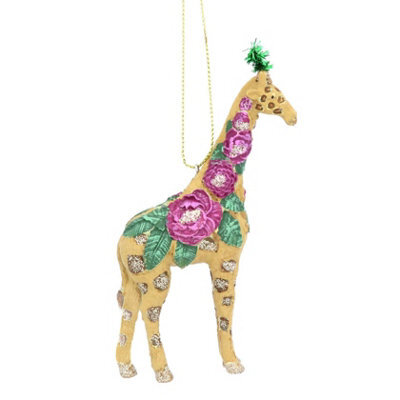 Gisela Graham Christmas Carnival Giraffe Hanging Tree Decoration, 11 X 4 Cm, Gold, Gloss Finish