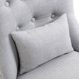 Wyld Haus Lifasu Grey Fabric Tub Accent Chair With Button Tufting, Solid Wood Legs And Pillow - thumbnail 8