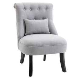 Wyld Haus Lifasu Grey Fabric Tub Accent Chair With Button Tufting, Solid Wood Legs And Pillow - thumbnail 2