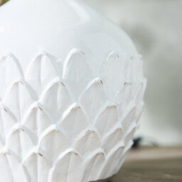 Dibor Classic White Ceramic Petal Textured Bedroom Living Room Bedside Table Lamp - thumbnail 4