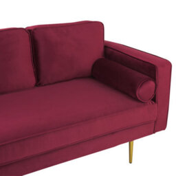 Beliani Right-Hand Chaise Longue Miramas Velvet Dark Red - thumbnail 6