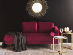 Beliani Right-Hand Chaise Longue Miramas Velvet Dark Red - thumbnail 2