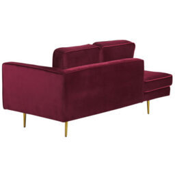 Beliani Right-Hand Chaise Longue Miramas Velvet Dark Red - thumbnail 5