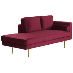 Beliani Right-Hand Chaise Longue Miramas Velvet Dark Red - thumbnail 4
