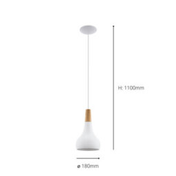 Eglo Sabinar Metal And Wood Single Pendant Light 901177 - thumbnail 3