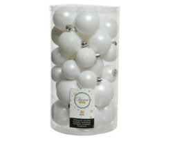 Decoris 60 Winter White Christmas Baubles Shatterproof Tree Ornament Shiny White - thumbnail 6