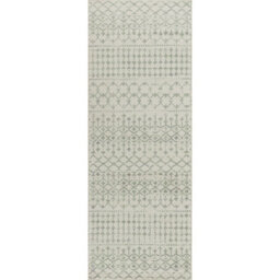 Livabliss Roma-Geometric Grey Ivory Green Living Dining Bedroom Rug 80 X 220 Cm Easy Care, Non Shedding - thumbnail 1