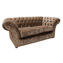 Chesterfield 2 Seater Sofa Settee Modena Latte Brown Velvet In Balmoral Style - thumbnail 2