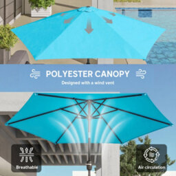 Outsunny 2.6M Garden Parasol Umbrella With Aluminium Pole, Tilt, Crank - thumbnail 6