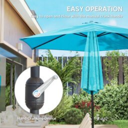 Outsunny 2.6M Garden Parasol Umbrella With Aluminium Pole, Tilt, Crank - thumbnail 4