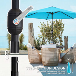 Outsunny 2.6M Garden Parasol Umbrella With Aluminium Pole, Tilt, Crank - thumbnail 7