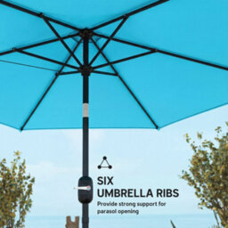 Outsunny 2.6M Garden Parasol Umbrella With Aluminium Pole, Tilt, Crank - thumbnail 8