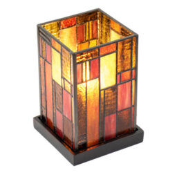 Happy Homewares Designer Art Denergy Savingtiffany Glass Table Lamp In Orange And Dusty Red - thumbnail 8