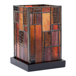 Happy Homewares Designer Art Denergy Savingtiffany Glass Table Lamp In Orange And Dusty Red - thumbnail 1