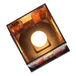 Happy Homewares Designer Art Denergy Savingtiffany Glass Table Lamp In Orange And Dusty Red - thumbnail 4
