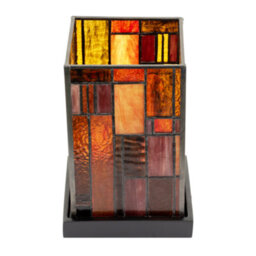 Happy Homewares Designer Art Denergy Savingtiffany Glass Table Lamp In Orange And Dusty Red - thumbnail 5