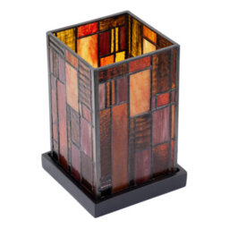 Happy Homewares Designer Art Denergy Savingtiffany Glass Table Lamp In Orange And Dusty Red - thumbnail 3
