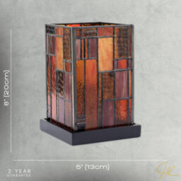 Happy Homewares Designer Art Denergy Savingtiffany Glass Table Lamp In Orange And Dusty Red - thumbnail 7