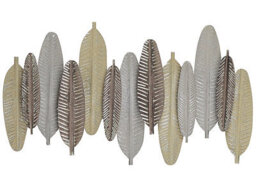Beliani Feathers Wall Decor Gold And Silver Metal 66 X 37 Cm Industrial Modern Wall Mural - thumbnail 1