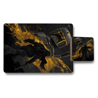 Benjamin Tate Design Placemat And Coaster Set With Wood Base And Designer Artwork In Gold Tones Limited Edition Exclusive - image 1