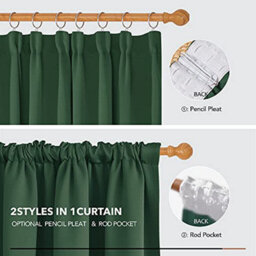 Deconovo Blackout Curtains Super Soft Thermal Insulated Pencil Pleat Blackout Curtains 52X54 Inch Dark Forest 2 Panels - thumbnail 4