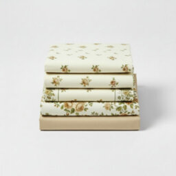 Soft Flower Print Brushed Cotton Fitted Flat Sheet And Matching Pillowcases Natural - thumbnail 2