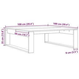 Walplus Coffee Table Black Oak 100 X 100 X 35 Cm Engineered Wood - thumbnail 9