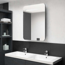 Berkfield Stylish Led Bathroom Mirror Cabinet Shining Grey 60X11X80 Cm - thumbnail 2