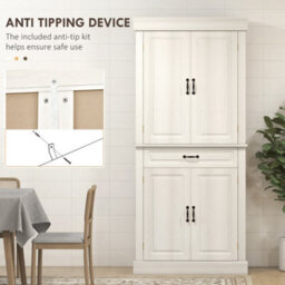 HOMCOM Tall Freestanding Kitchen Pantry Cupboard With Drawer, White - thumbnail 5