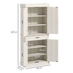 HOMCOM Tall Freestanding Kitchen Pantry Cupboard With Drawer, White - thumbnail 3